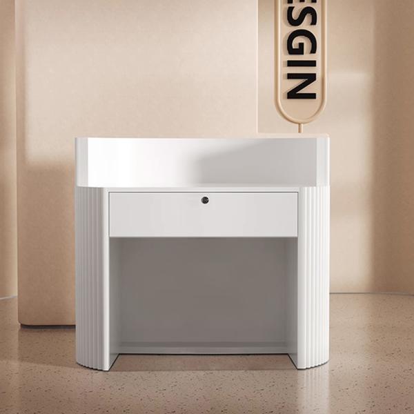 MuXing Theke, Empfangstresen – Kasse, Bartheke, Rezeptionstheke für Schönheitssalon, Empfang, Friseursalon, Büro Empfangstheke Weiß L100*B60cm【XSTW B100】
